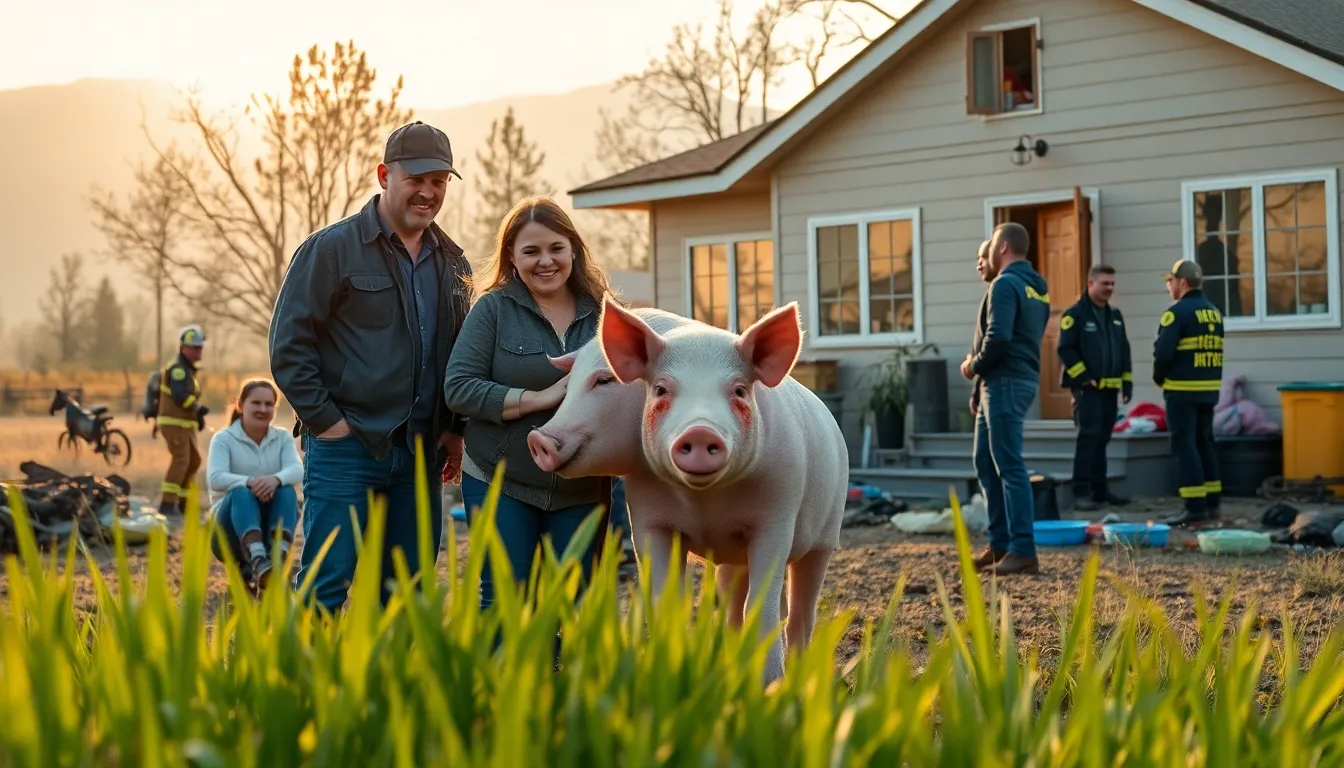 Pet pig left homeless by California's Eaton Fire reunites with family