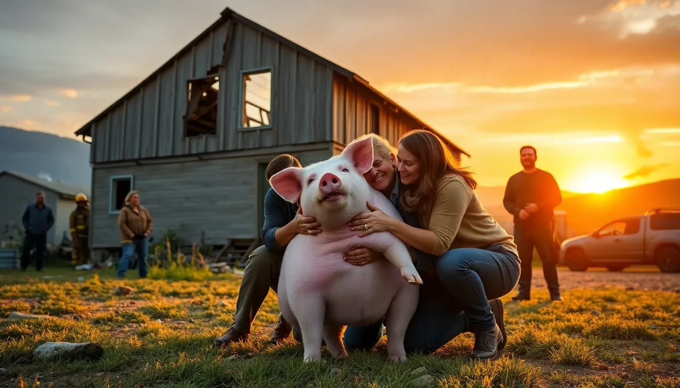 Pet pig left homeless by California's Eaton Fire reunites with family