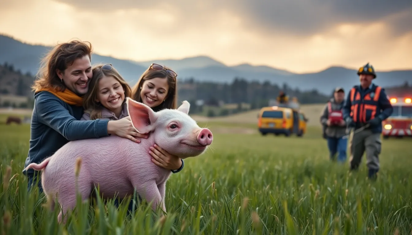 Pet pig left homeless by California's Eaton Fire reunites with family