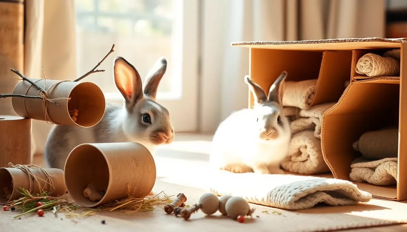 DIY enrichment toys for indoor rabbits