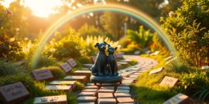 Looking to honor your deceased pet? Rainbow Bridge Pet Memorial Garden opens in Millcreek.png AI generated image using Flux AI