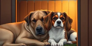 Owner checks pet cam, can’t believe what dog does for tired sibling.png AI generated image using Flux AI