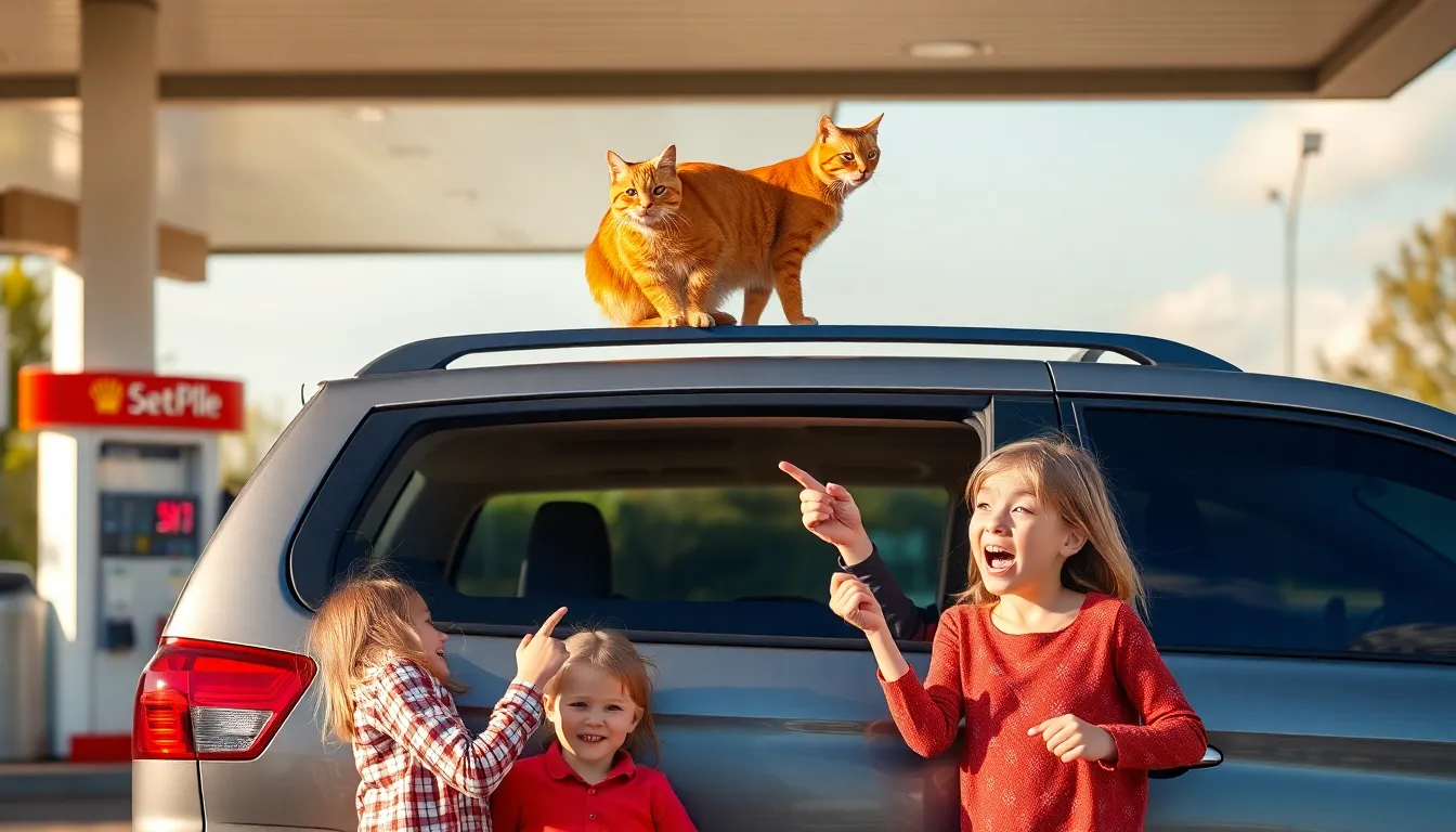 Pet cat rides on van roof for 100 miles to join family on vacation