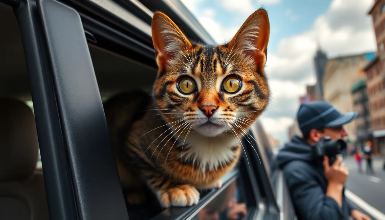 Pet cat rides on van roof for 100 miles to join family on vacation