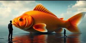 This Giant Goldfish Hybrid Weighs As Much As A 10-Year-Old - A Stark Warning About Dumping Pets.png AI generated image using Flux AI