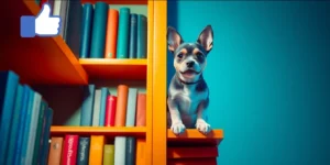 Dog Only Sits on the Highest Shelf and TikTok Is Obsessed.png AI generated image using Flux AI