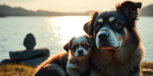 Dog says goodbye to best friend after she passes away, then tragedy hits.png AI generated image using Flux AI