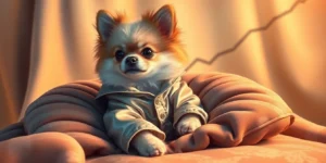 Luxury dog pajamas for small breeds.png AI generated image using Flux AI
